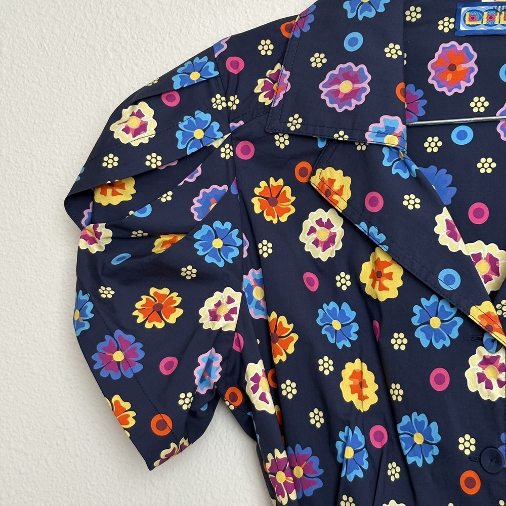 NWT LHD Glades Black Floral Collared Maxi Midi Shirt Dress Sz 8 Retro Graphic - Picture 5 of 15